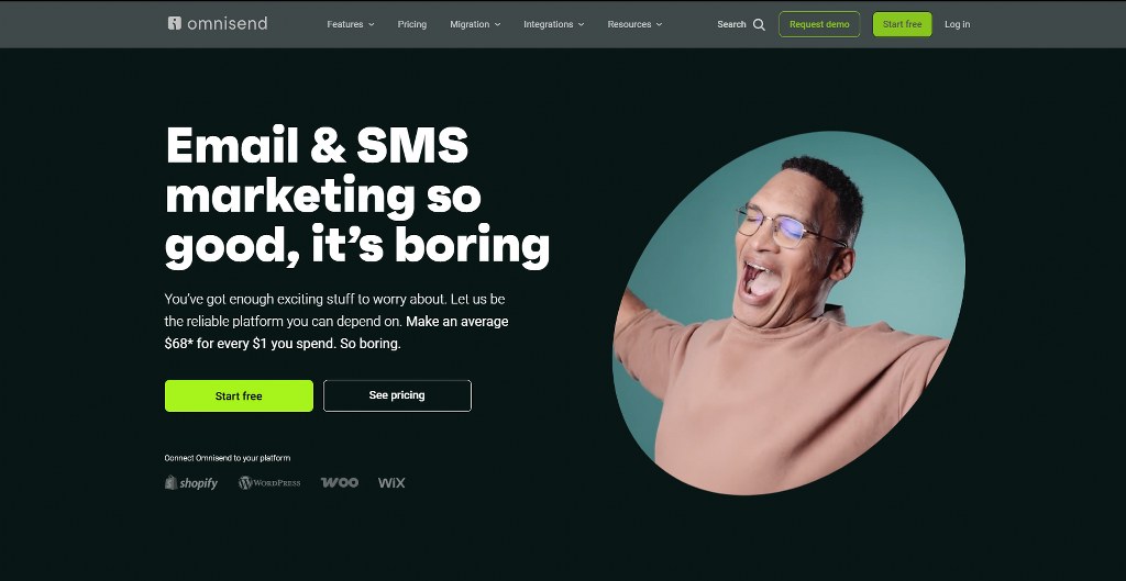 Omnisend homepage.