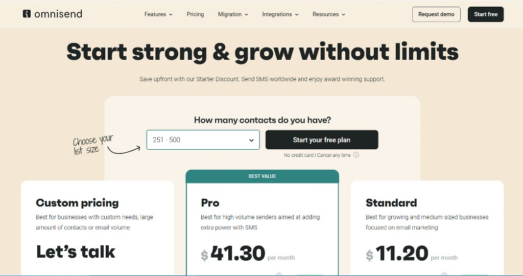 Omnisend pricing.