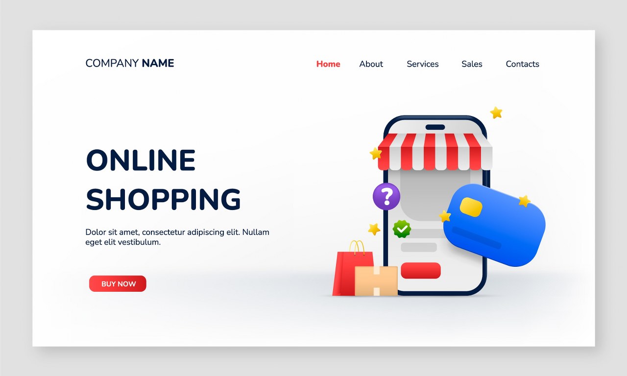 Online shopping page design.