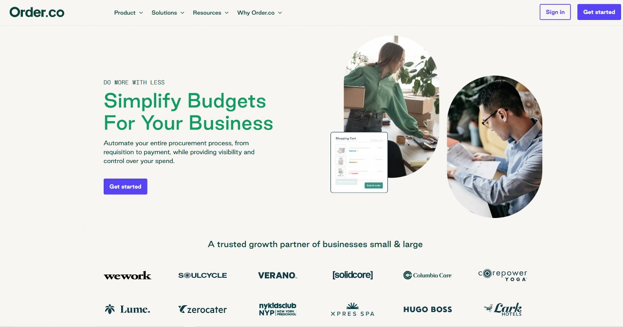 Order.co homepage.