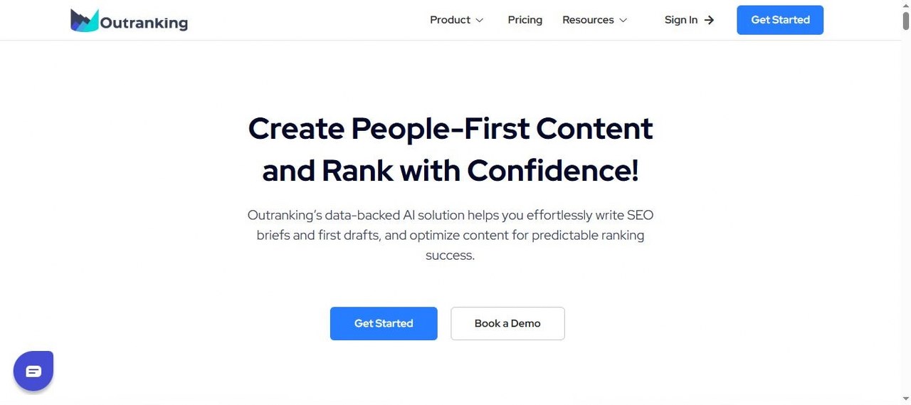 Outranking.io webpage view.