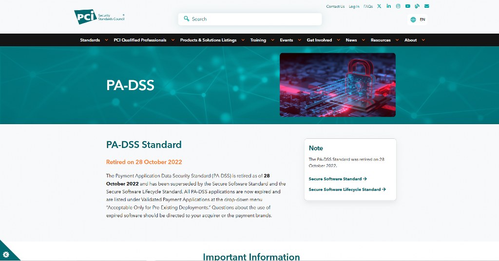 PCI payment systems page.
