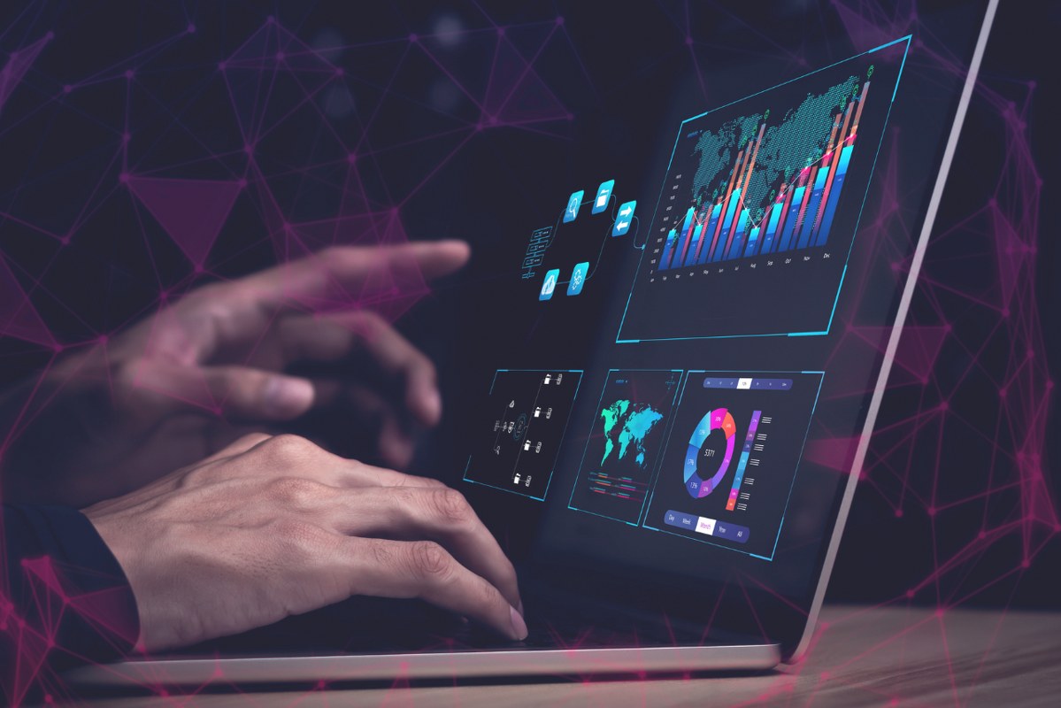 Person accessing key metrics connected to database.
