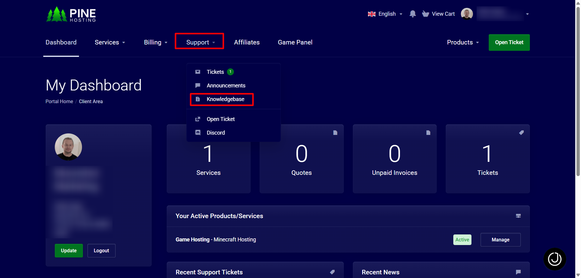Knowledgebase button