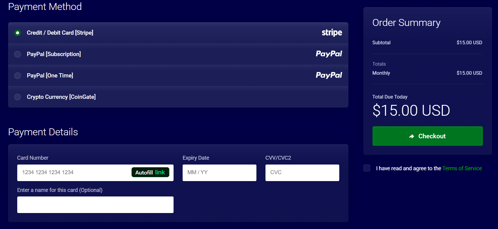 Payment methods