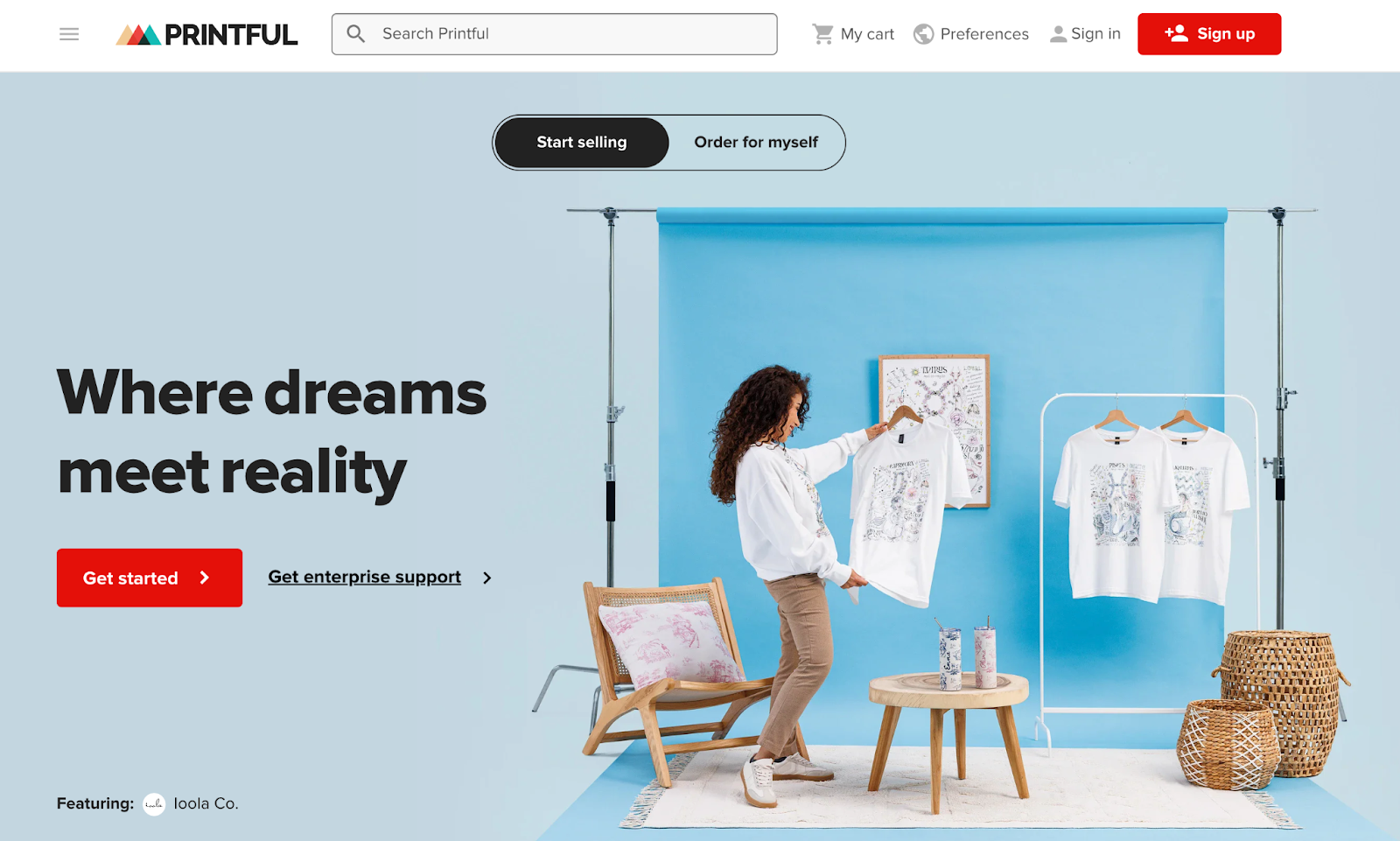 Printful landing page screenshot