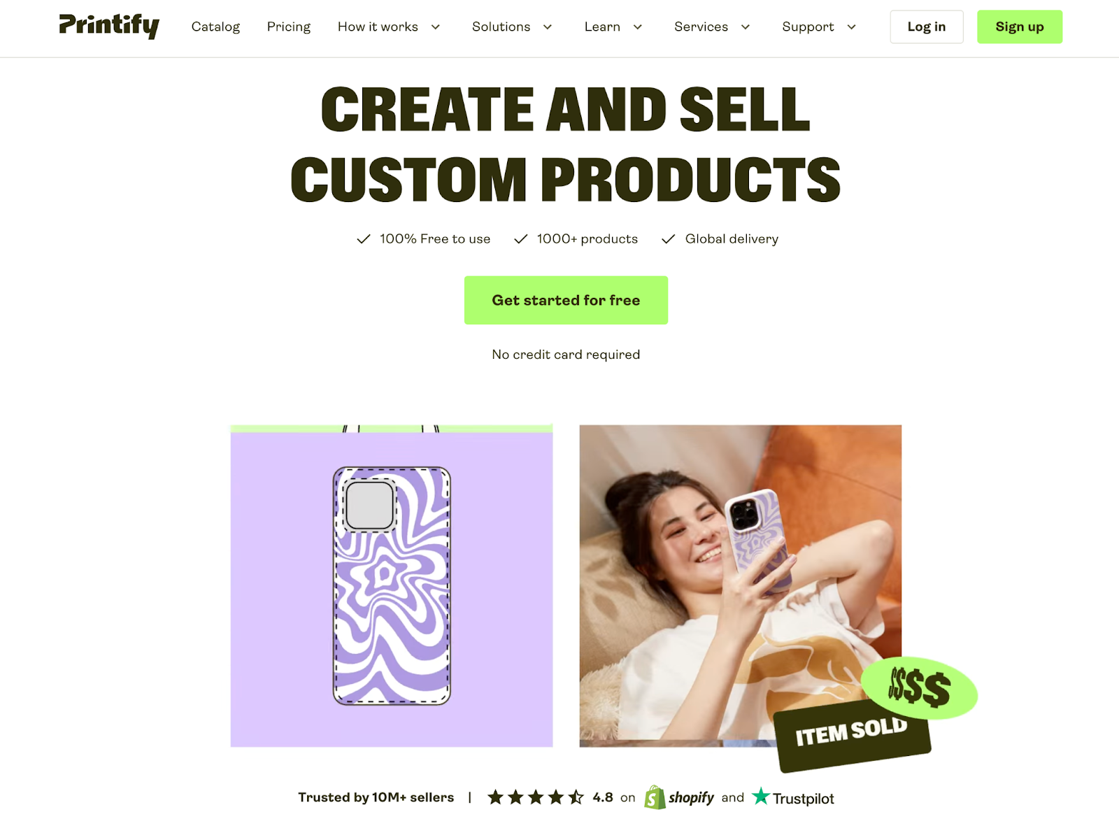 Printify landing page screenshot