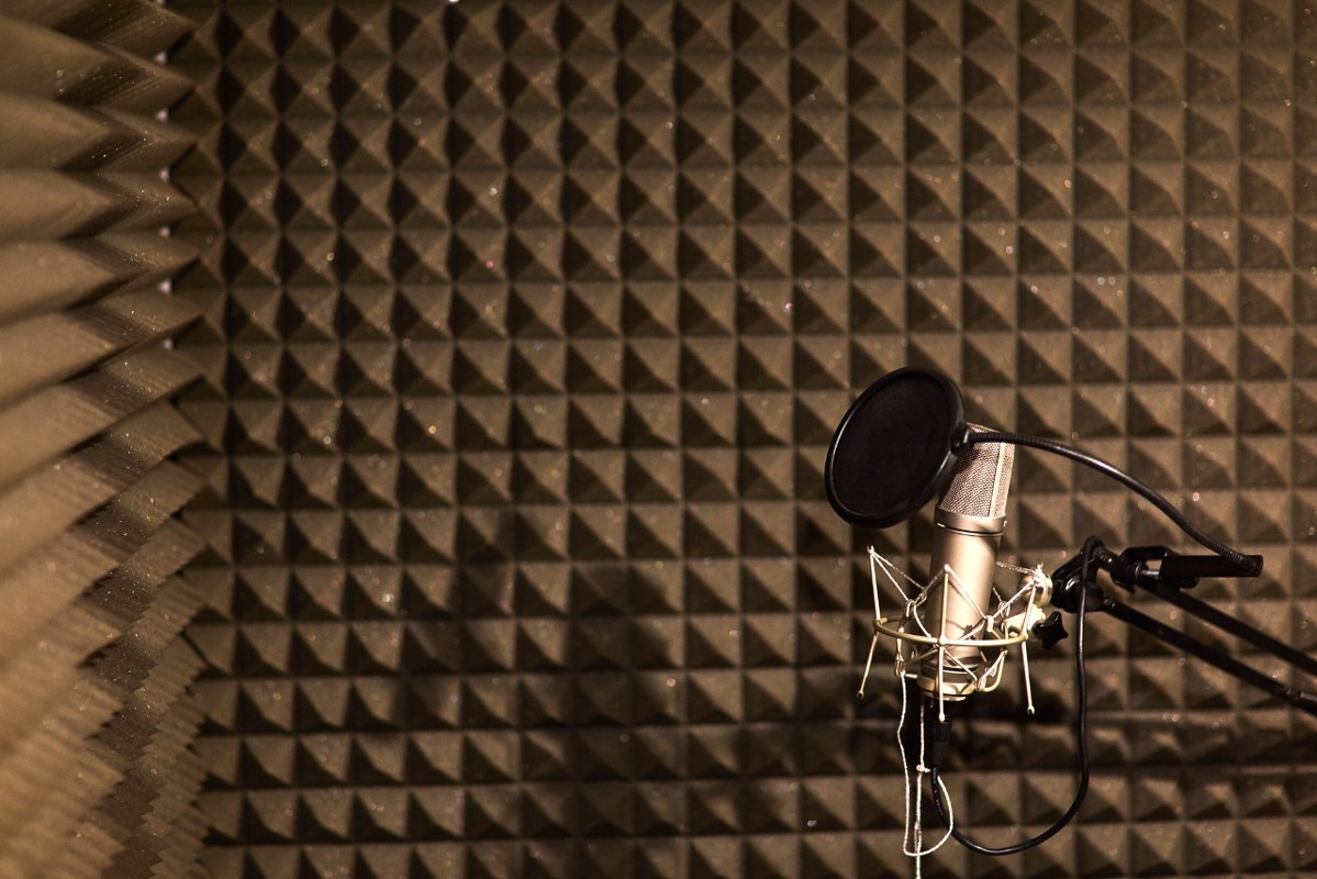 Professional studio microphone for voice recording.