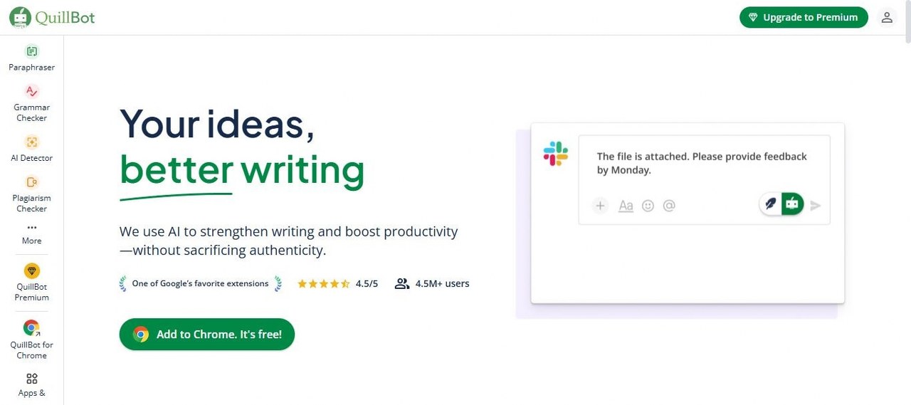 QuillBot.com webpage view.