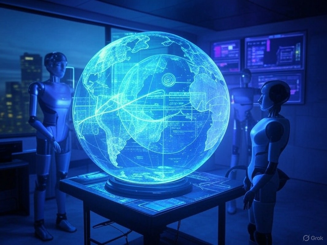 Robots doing an analysis of global networks.