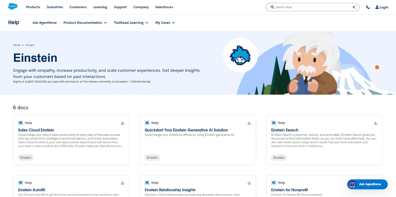 Salesforce Einstein's website.
