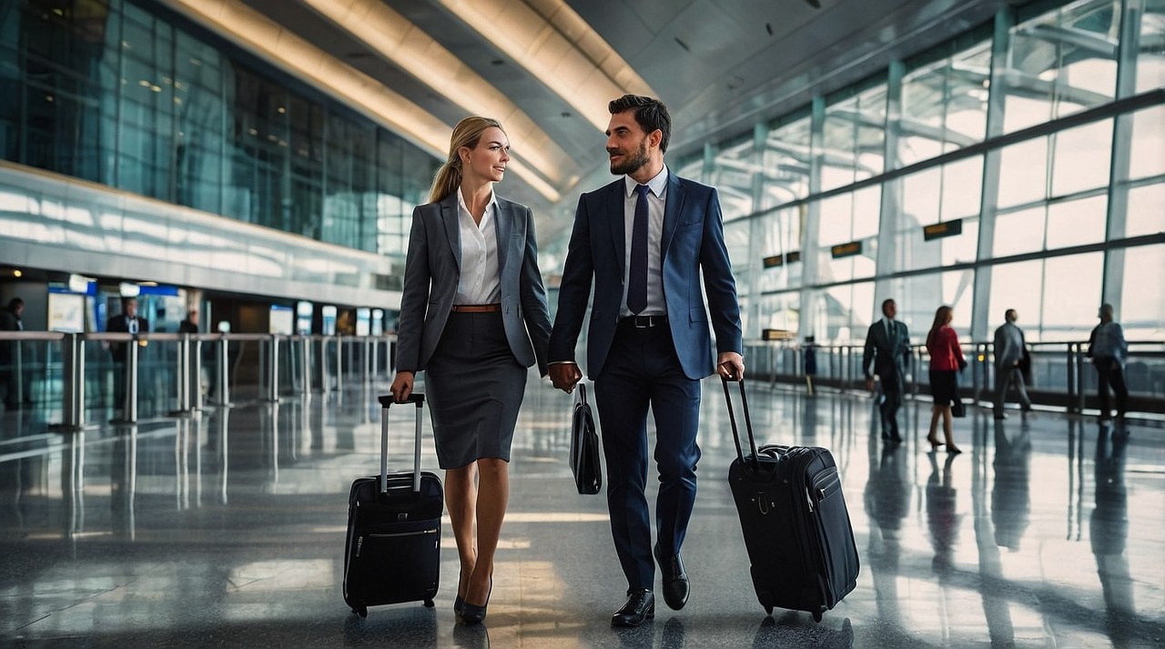 Sample of tax-deductibles: two people on a business travel.