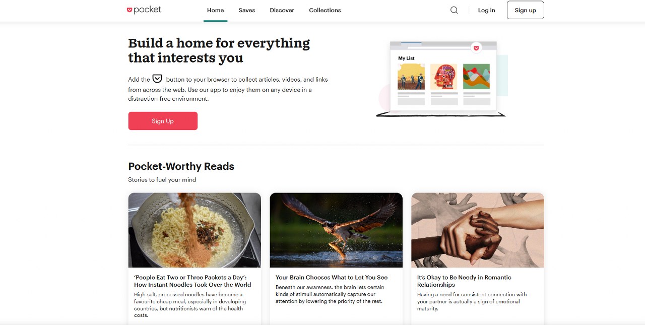Save to Pocket website.