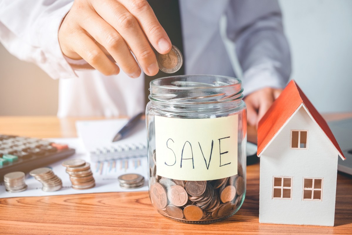 Saving money for a house illustration.