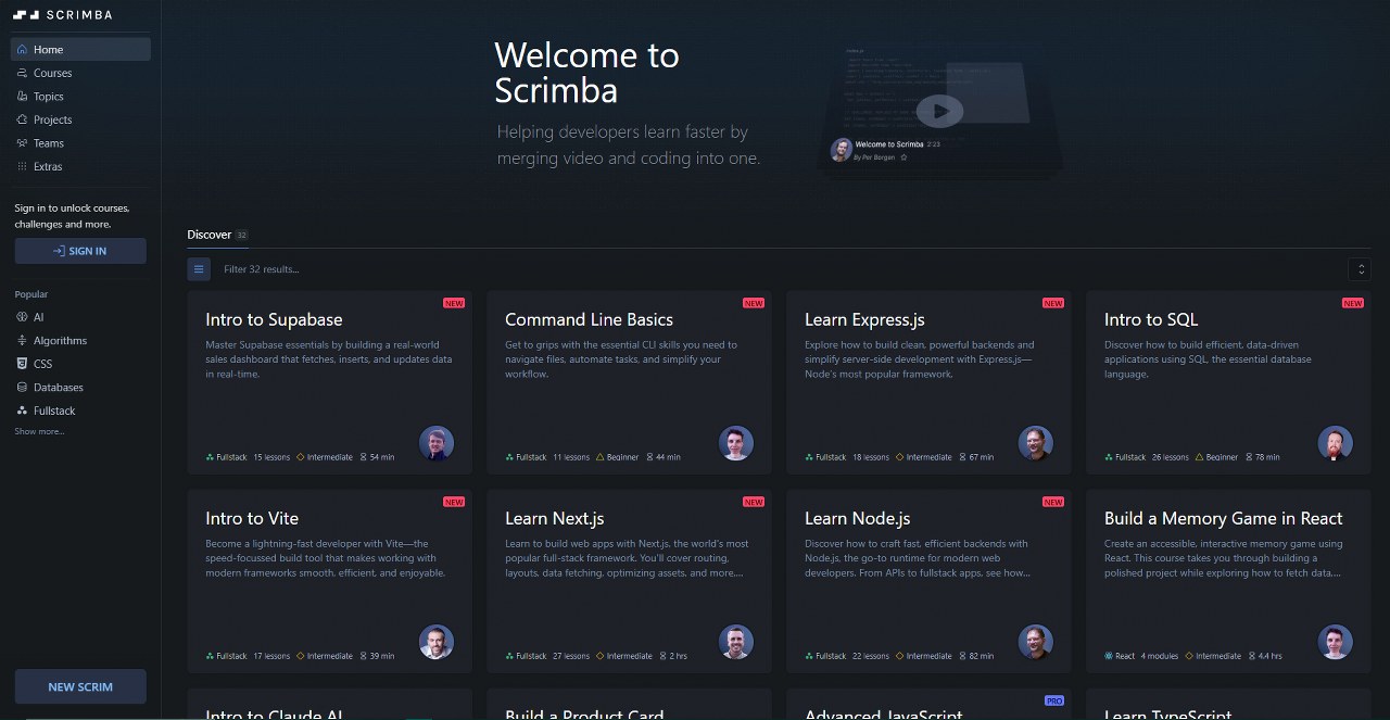 Scrimba website.