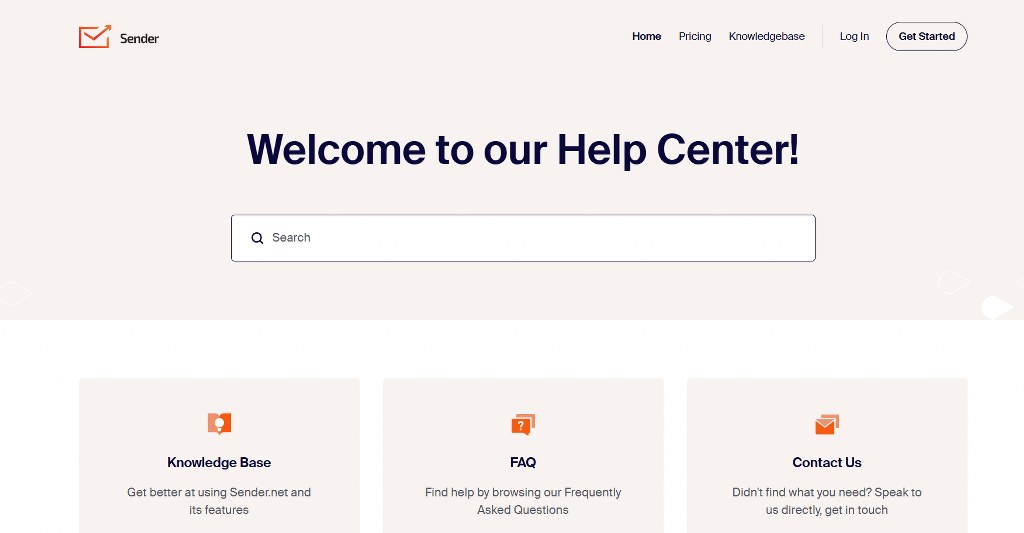 Sender homepage.