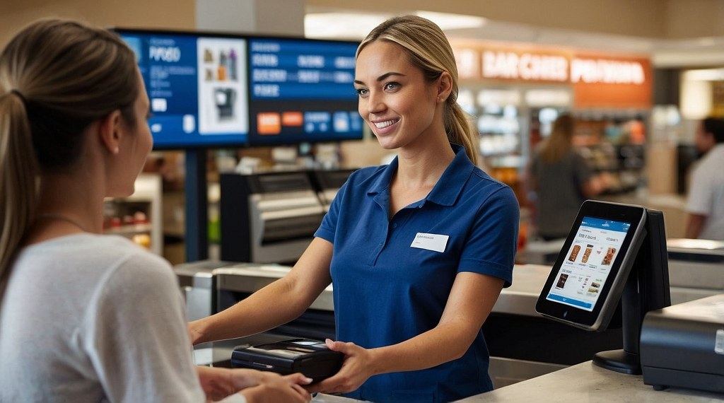 Serving a customer in a Point of Sale System.