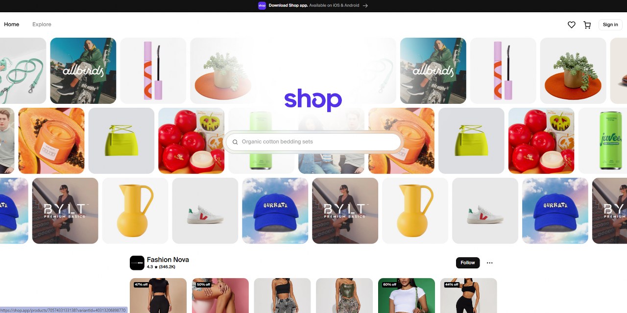 Shop Pay's website.