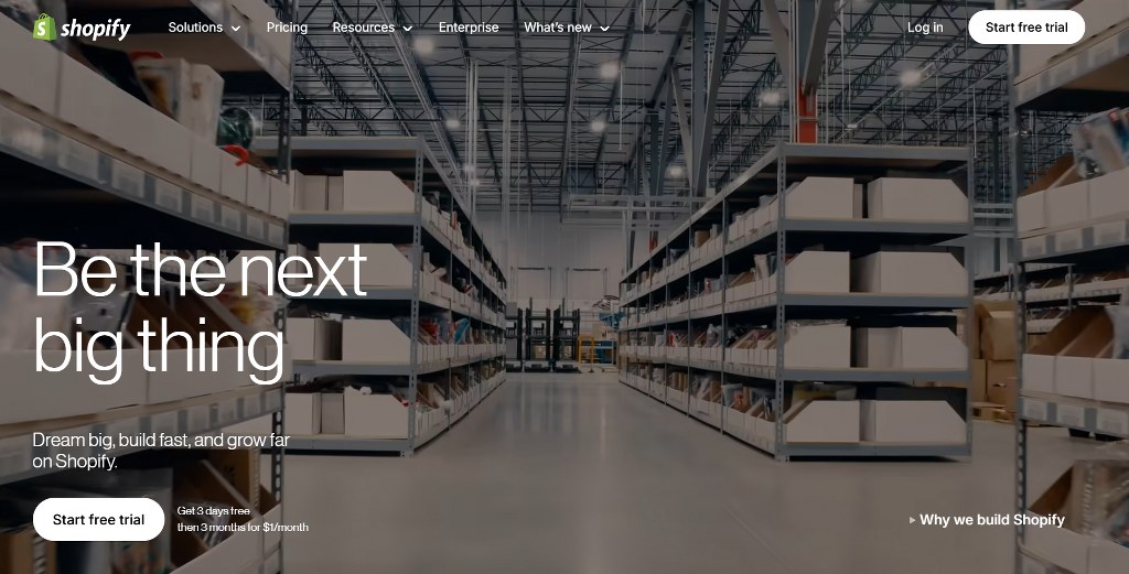Shopify homepage.