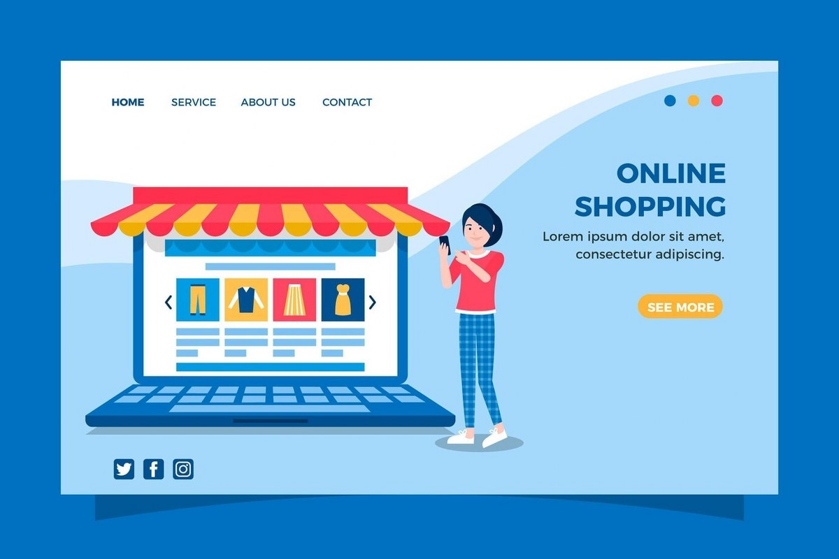 Shopping online landing page.