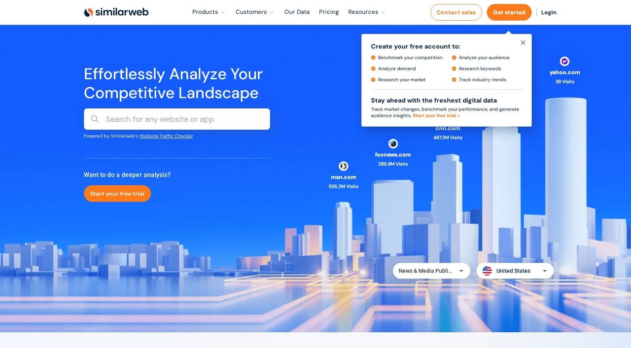 SimilarWeb website homepage.