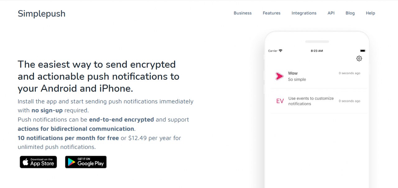 SimplePush IO website