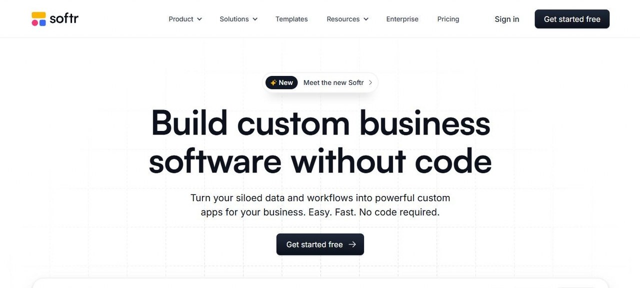Softr webpage view.