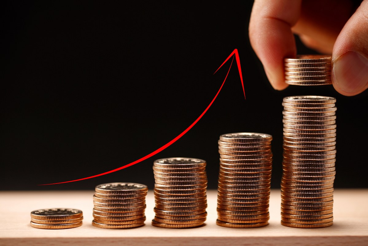 Stacked coins.