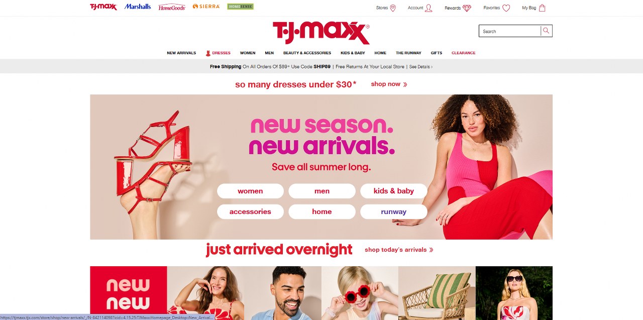 TJ Maxx' website.