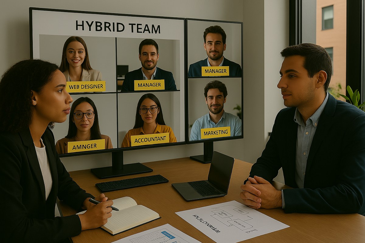 Talking to hybrid employees.