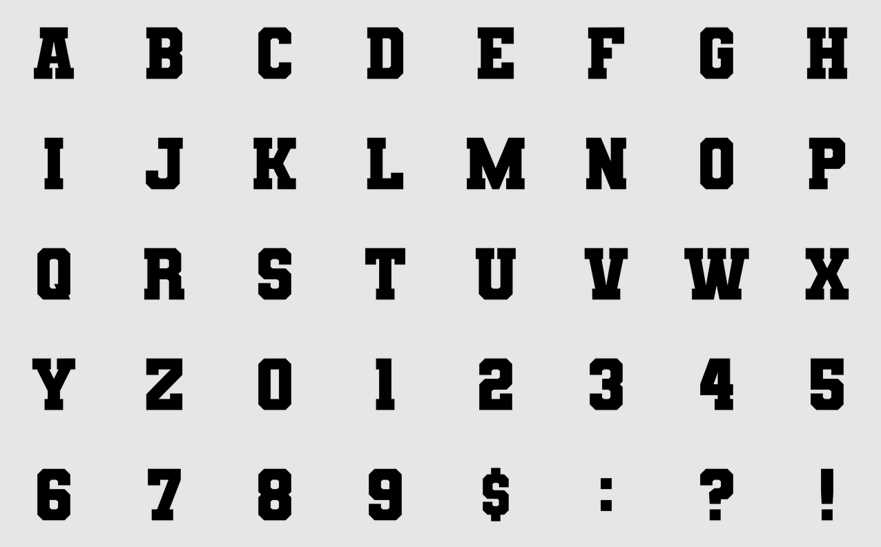 The alphabet in a specific font.
