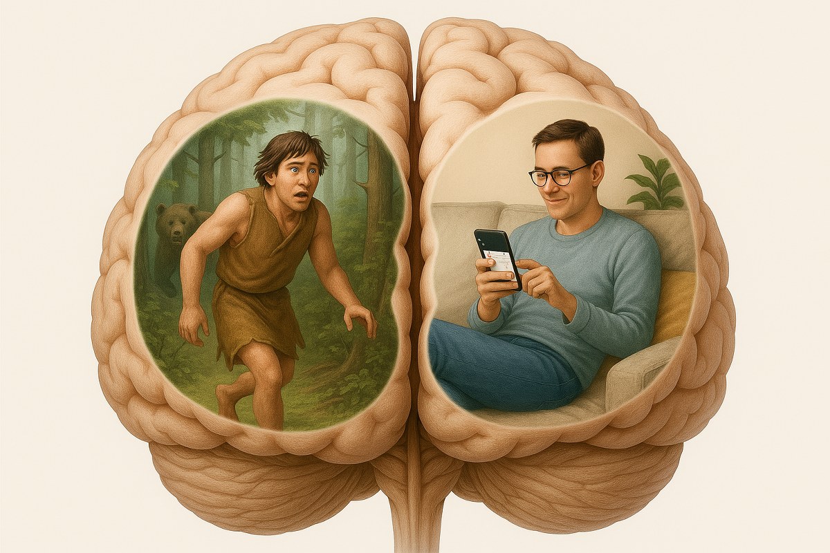 The brain visualizing scary and comfortable situations.