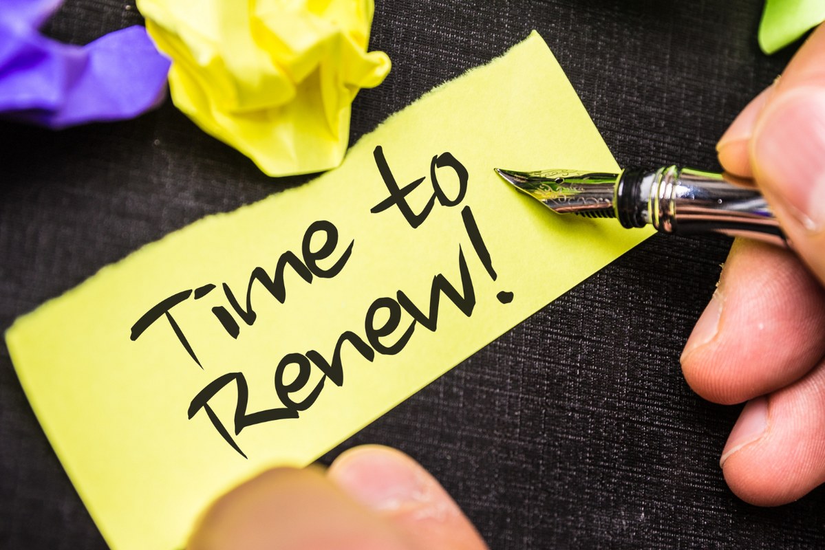 Time to Renew written on paper.