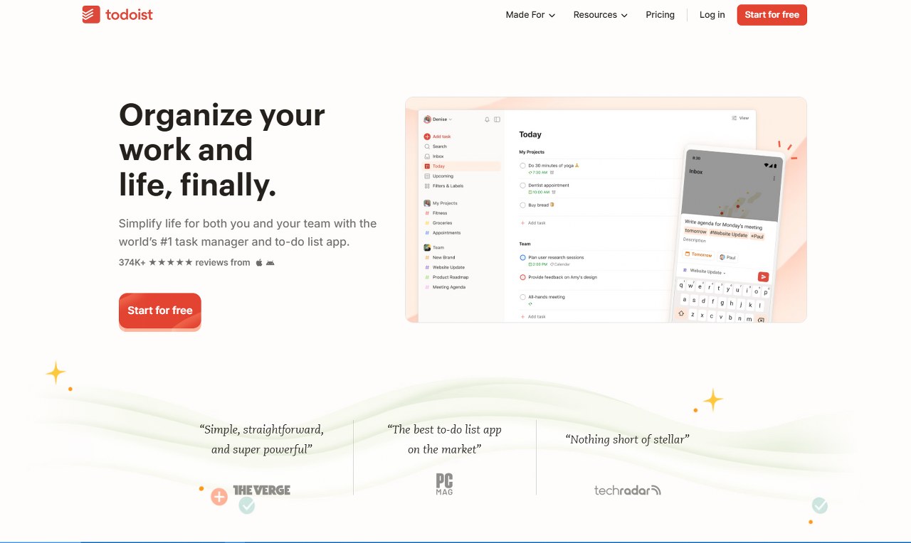 Todoist website.