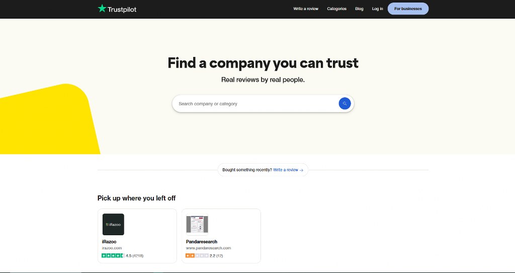Trustpilot website.