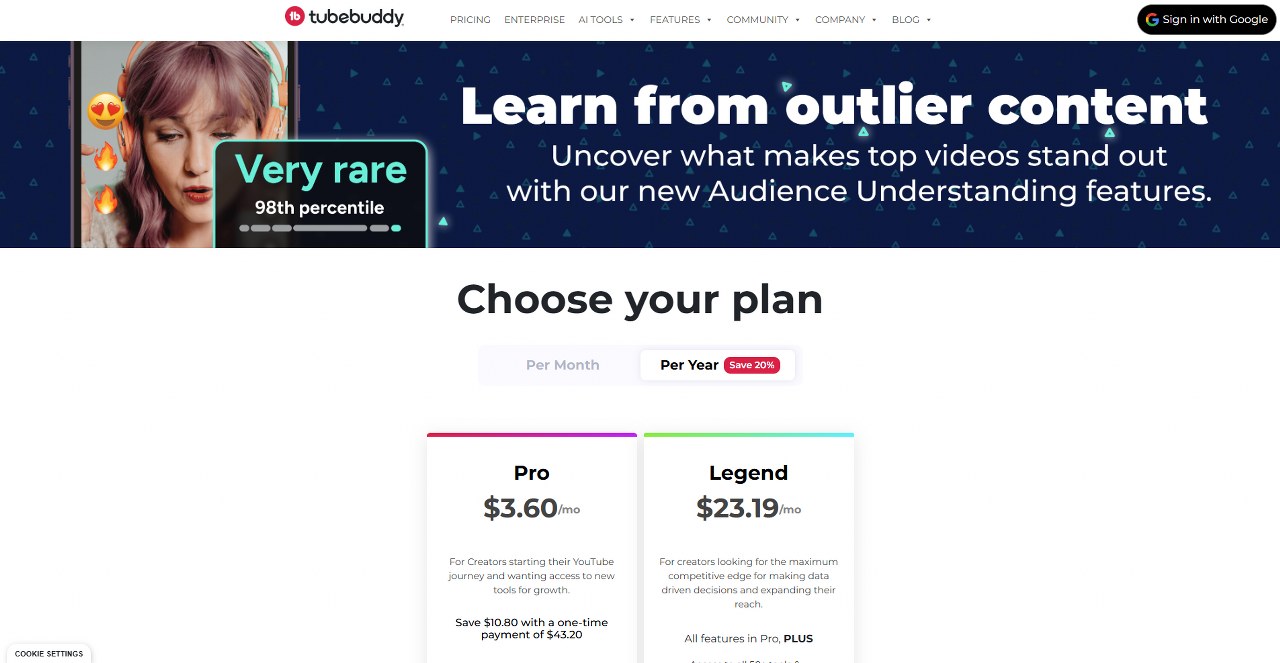 TubeBuddy website homepage.