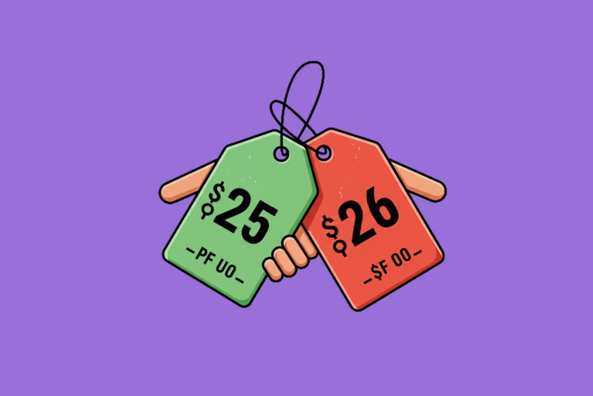 Two prices together showing an odd and even last digit.