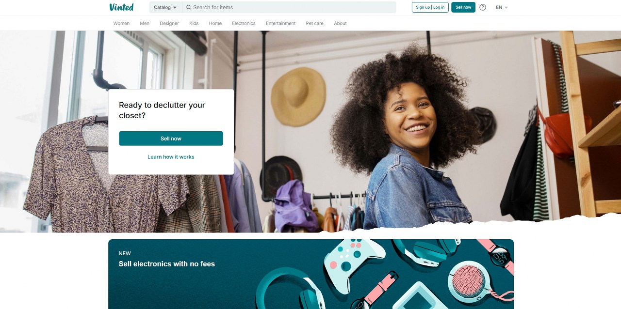 Vinted's website.