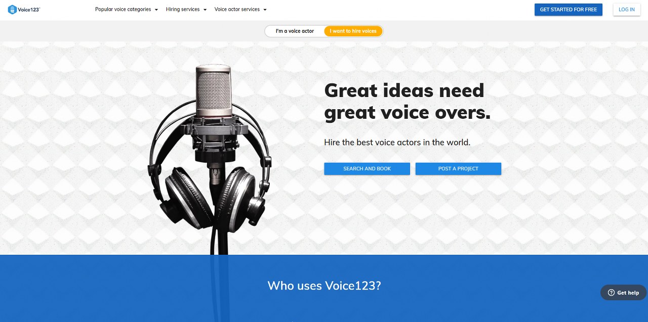 Voice123's website.