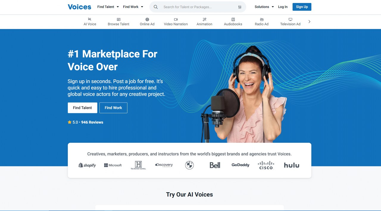 Voices homepage.