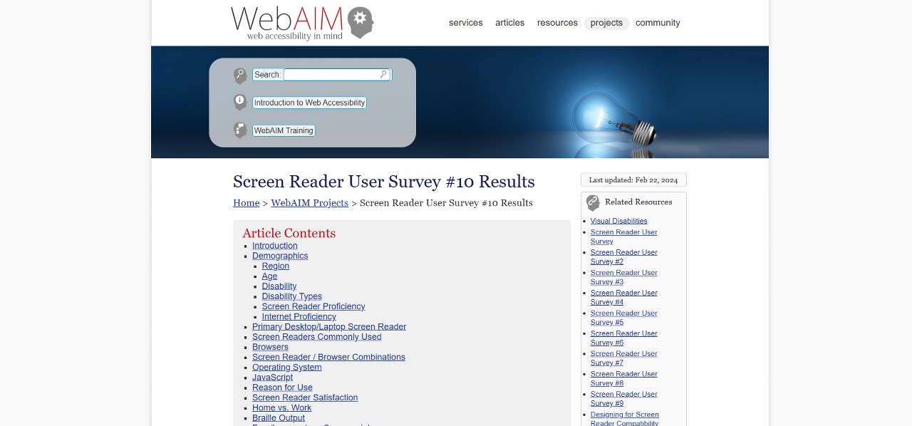 WebAIM projects page.