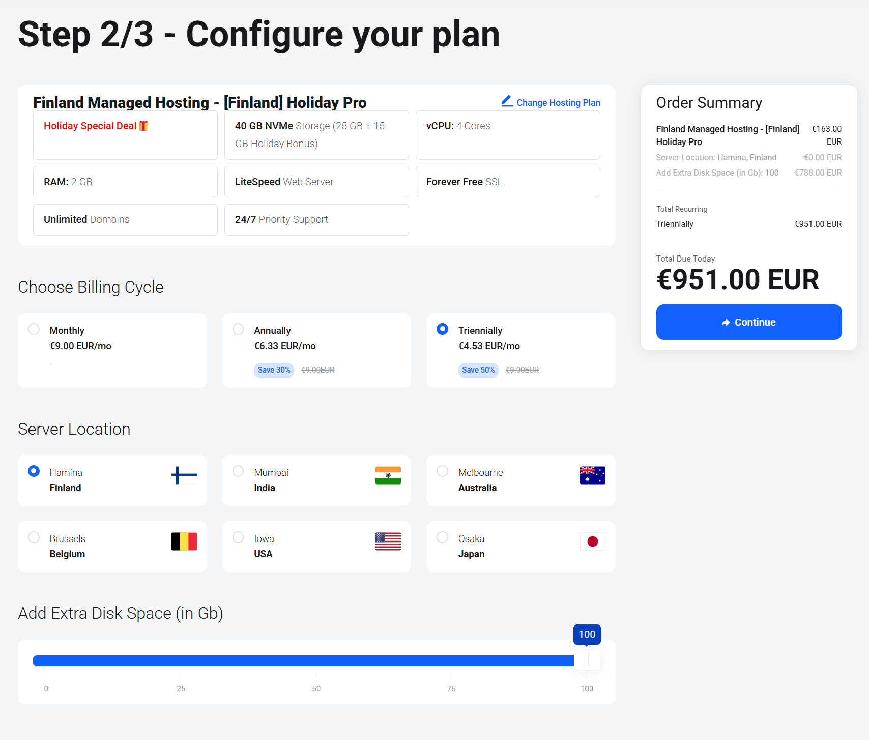 Hosting Plan Configurations