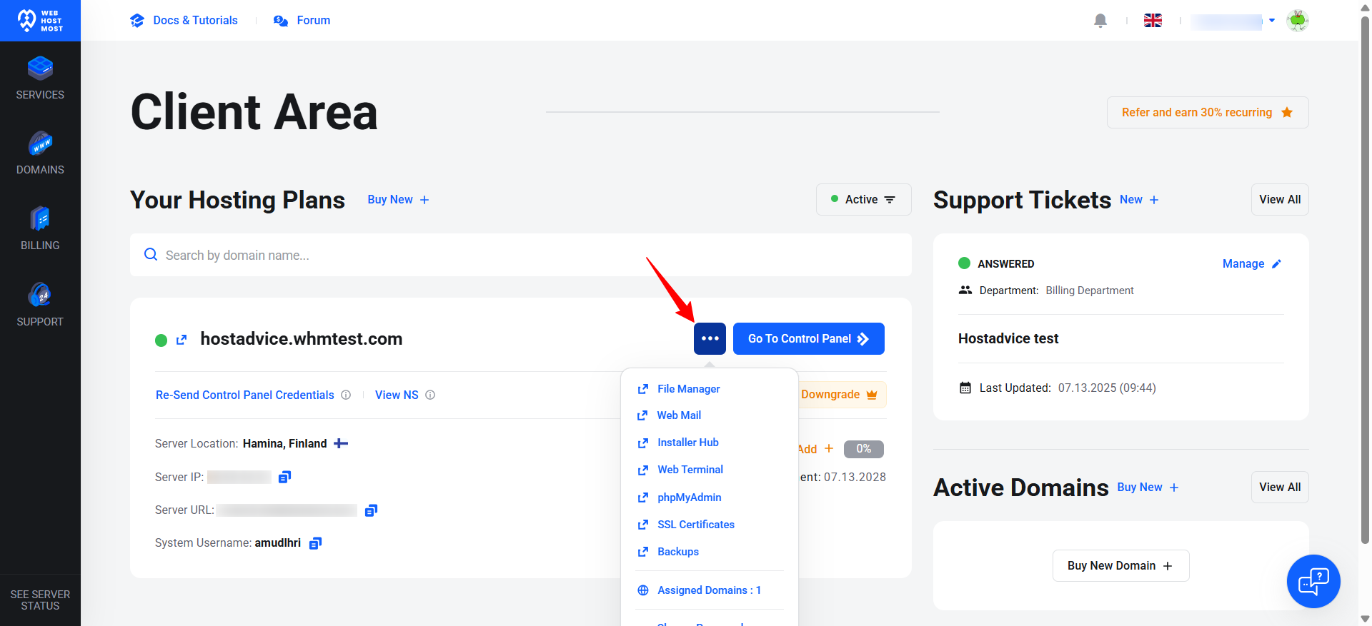 Dropdown menu