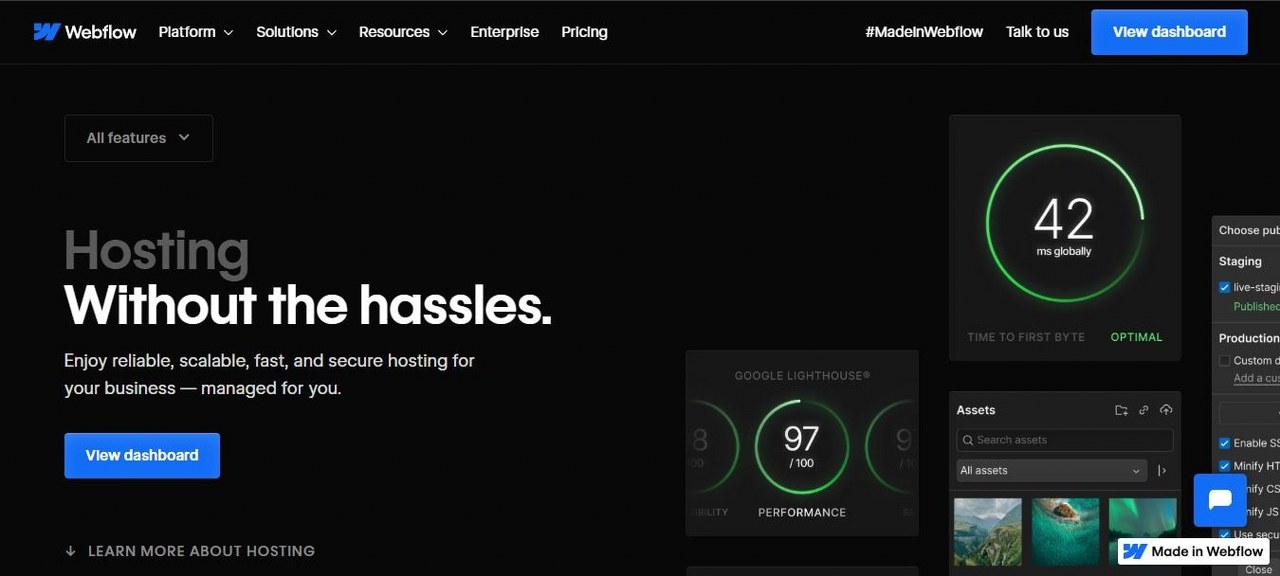 Webflow webpage view.