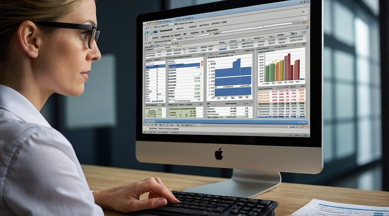 Woman on computer using an accounting software.