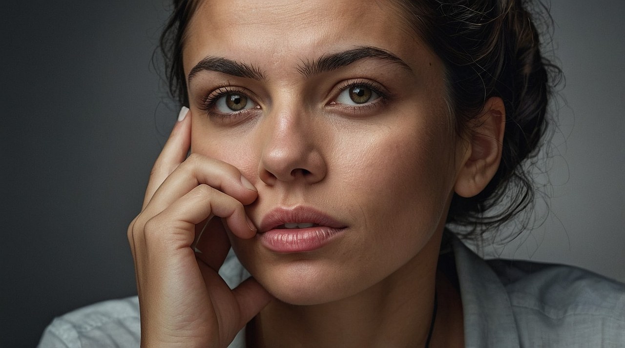 Woman thinking carefully.