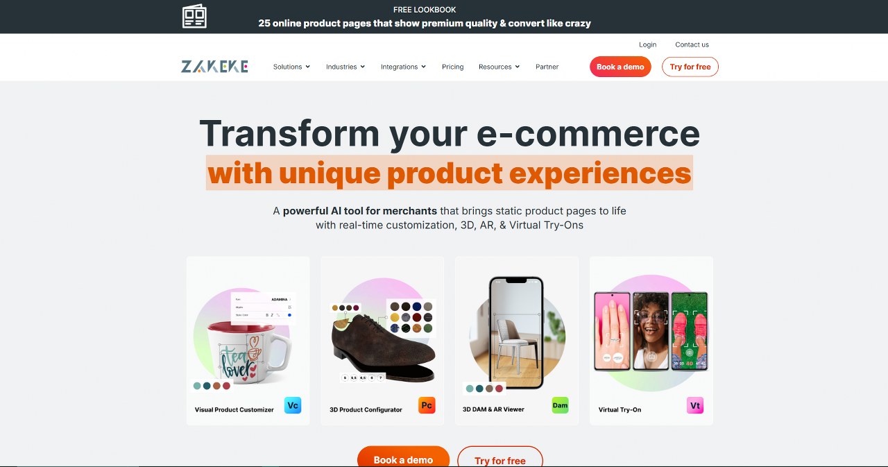Zakeke website homepage.