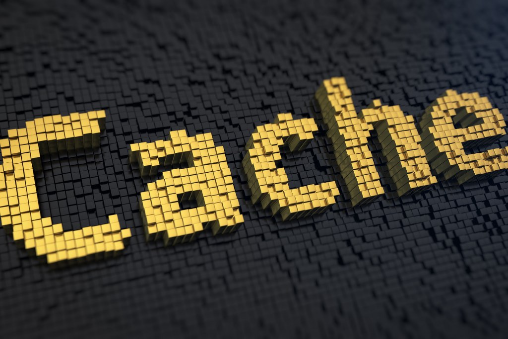 3D image of word cache in cubes.