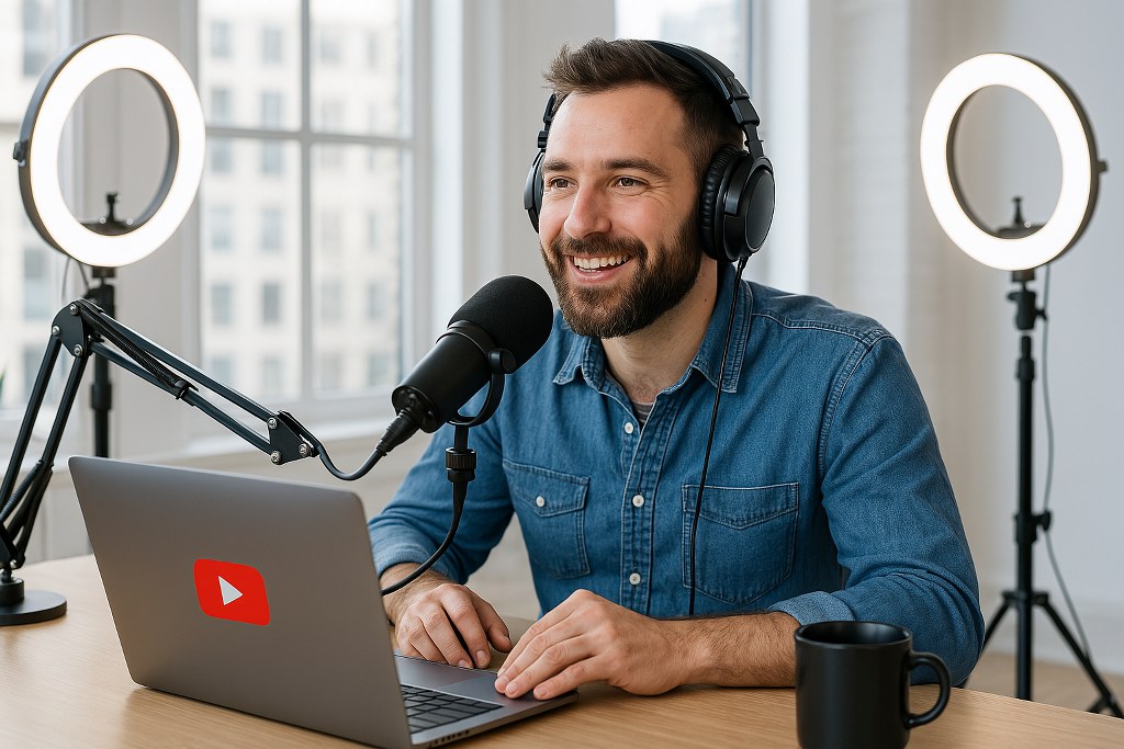 A YouTube creator doing a live podcast.