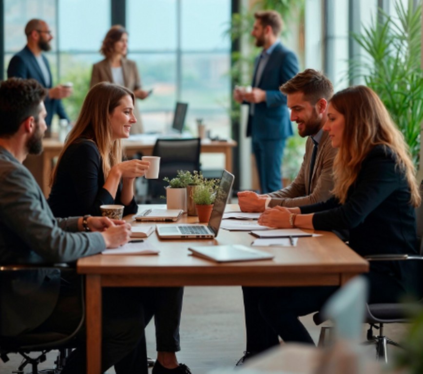 A business team having a meeting.